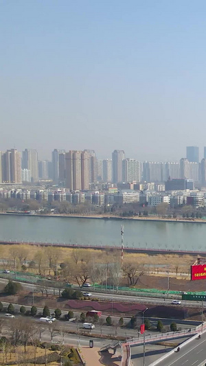 航拍太原城城市天际线122秒视频