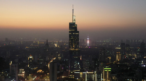 南京城市地标紫峰大厦夜景35秒视频
