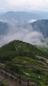 5A级景区太白山栈道航拍高海拔视频