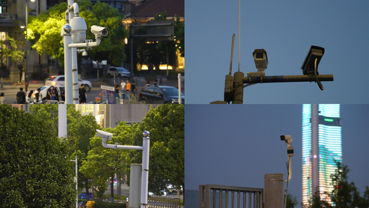城市街头交通天眼摄像机摄像头治安安全警用4k素材合集[摄象头]视频