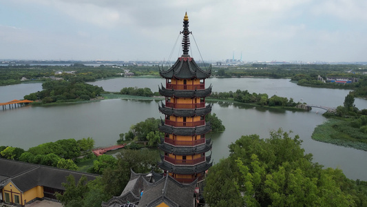 航拍江苏镇江金山寺5A景区 视频