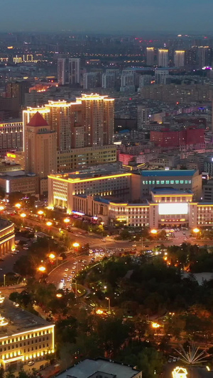 长春城市风光夜景航拍视频长春夜景35秒视频