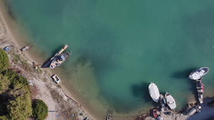 沿海无人驾驶飞机拍摄的景象是环礁湖与绿化种植园40秒视频
