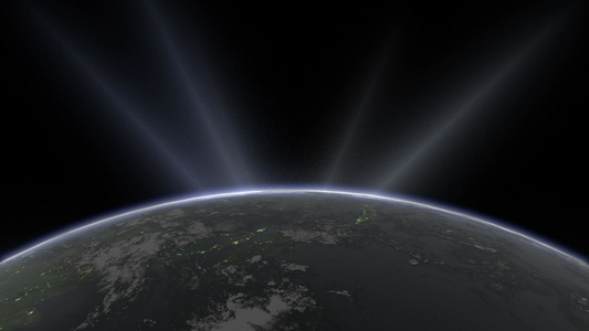从太空中看到的极光地球日出3D视频动画视频