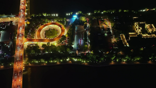 长沙市中心夜景4K航拍素材视频