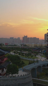 航拍洛阳八景之一日落下的朱樱塔视频河南旅游视频