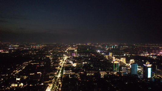 浙江绍兴城市夜景灯光航拍 视频