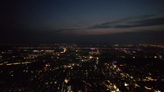 浙江绍兴城市夜景灯光航拍 视频