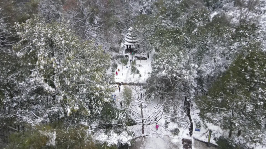 南方冬天雪景4K航拍视频