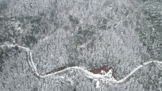 南方冬天雪景4K航拍视频