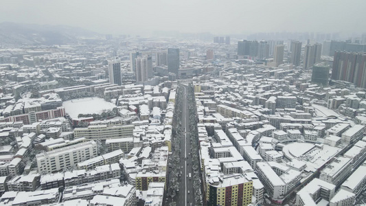 南方冬天雪景4K航拍视频