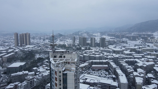 南方冬天雪景4K航拍视频