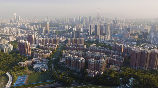 4K实拍日落前的深圳城市建筑视频