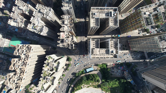 俯拍城市高楼建筑视频