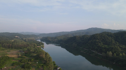 航拍自然风光山川流水视频