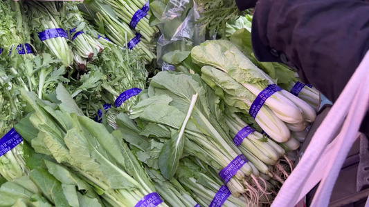 市场超市韭菜小葱绿叶菜视频