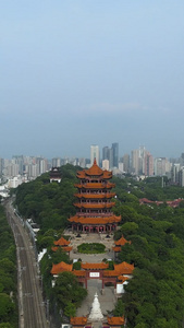 航拍风光城市武汉城市地标建筑黄鹤楼旅游人文景点素材旅游景点视频