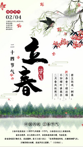 水墨山水风二十四节气传统节日立春宣传视频海报视频