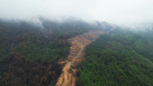 重庆山火过后 北碚缙云山隔离带迎来大范围降雨 云雾缭绕视频