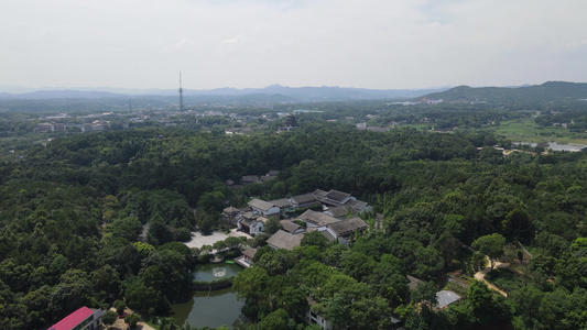 湖南长沙宁乡刘少奇故居花明楼5A旅游景区航拍视频