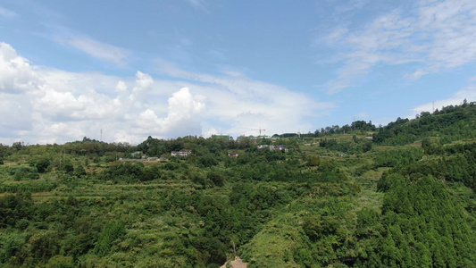 航拍自然风光山川流水视频