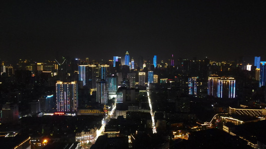 航拍湖北武汉城市夜景灯光视频
