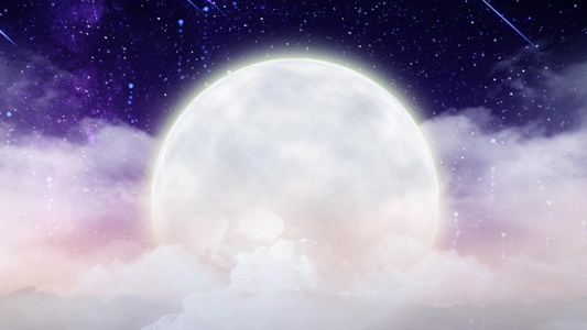 动态唯美云层上的月亮背景视频元素视频