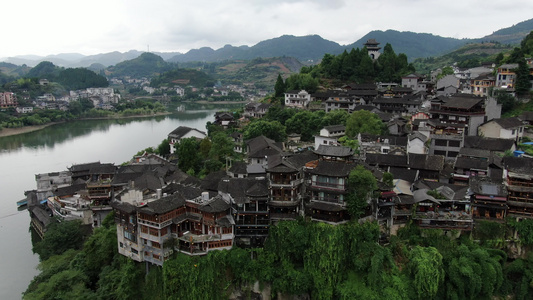 湖南湘西芙蓉镇4A景区航拍视频