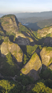 高清竖屏延时航拍湖南崀山喀斯特晨光视频