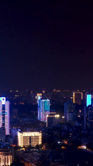 航拍武汉城市灯光秀素材合集高楼大厦44秒视频