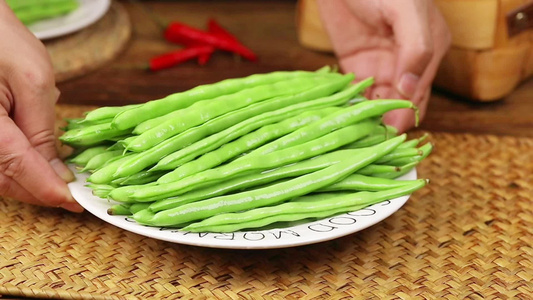 新鲜四季豆视频 绿色蔬菜视频