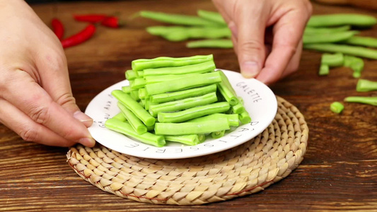 新鲜四季豆视频绿色蔬菜视频