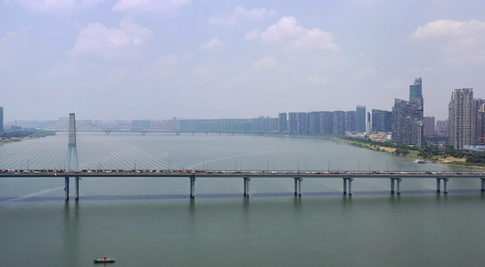 长沙湘江银盆岭大桥航拍4K视频视频