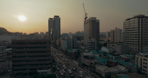 傍晚在韩国南部的首尔市城市全景视频