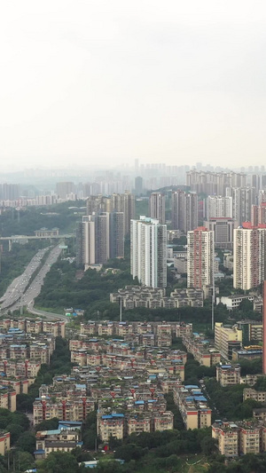 雾霾天气重庆江北区石马河航拍素材重庆雾霾天气46秒视频