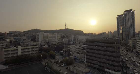 南朝鲜州首尔市的黄昏城市景色视频