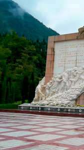 爱国主义教育基地四川汶川大地震漩口中学遗址中心广场素材视频