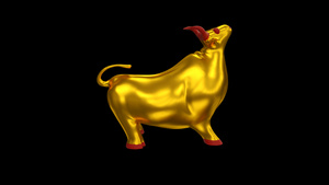 三维金色牛模型旋转展示动画4秒视频