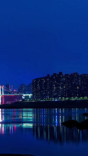 重庆鹅观岩大桥夜景实拍桥梁江景18秒视频