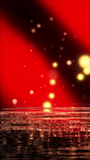 唯美动态红绸金色粒子波纹倒影背景视频29秒视频