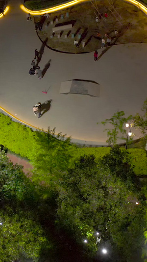 环城公园夜景航拍城市绿化129秒视频