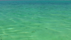 沙巴附近有白色沙子背景的水蓝色水的海滨旅程其平静海岸线12秒视频
