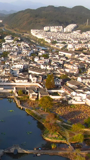 航拍安徽5A级景点呈坎古镇全景视频古建筑群48秒视频