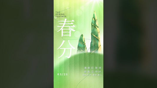 绿色二十四节气春分视频海报视频