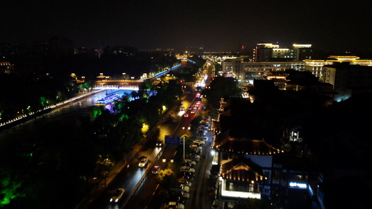 航拍城市夜景[灯光灿烂]视频