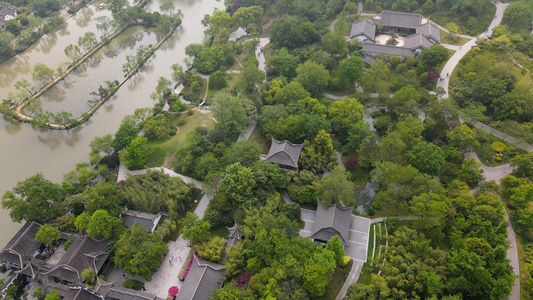 扬州瘦西湖景点全景航拍视频