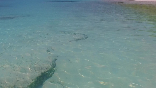 蓝色海洋和棕榈附近白沙背景的海滨海滩时间空旷的奢华视频