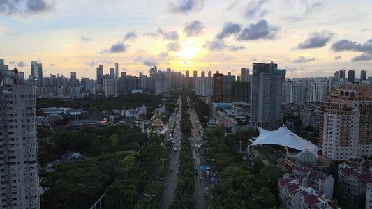 深圳傍晚民俗村城市日落视频