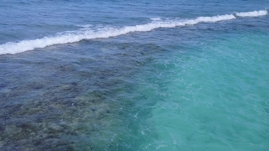 浅水和沙洲附近白沙背景下的海洋泻湖海滩时间广角景观视频