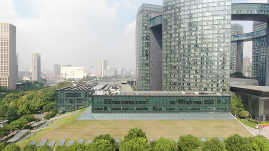 杭州市民中心大楼航拍视频视频